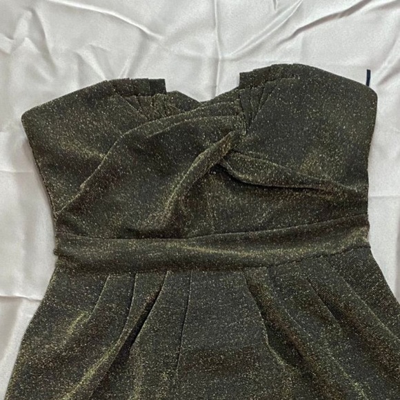 H&M Gold Strapless Formal Prom Mini Dress Size 12 - Picture 3 of 4